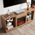 thumbnail image 5 of Vacmaster 58''TV Stand Electric Fireplace TV Stand with Glass Shelves, 3D Fireplace TV Stand with LED Lights Wood with USB Charging Outlet Modern Television Table Center for TV up to 32-62" Brow, 5 of 9