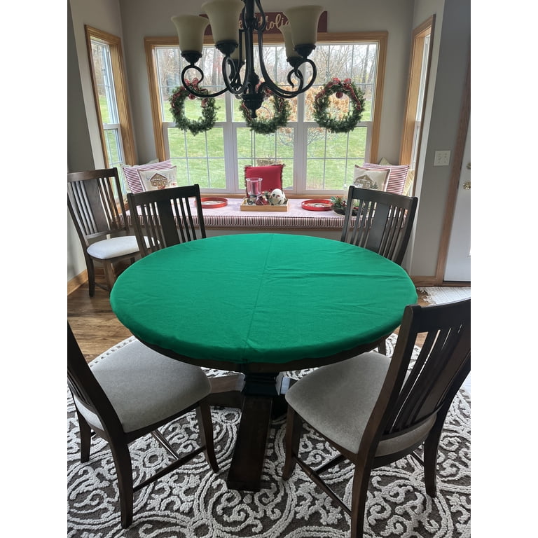 CAIT CHAPMAN Green Felt Game Table Cover - Fits 62 To 66 Inch Round/Hexagon/Octagon Tables