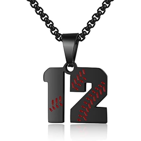 LYH Baseball Number Necklace - Stainless Steel Chain Pendant for Men Athletes 00-99 Jersey Number Gift