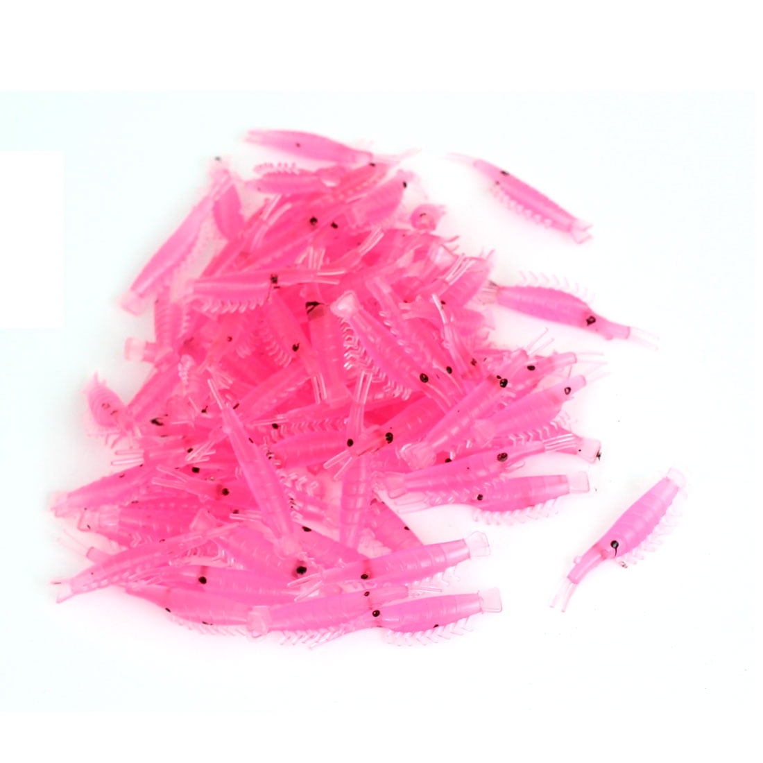 100 Pcs Silicone Pink Shrimp Shape Artificial Fish Bait Lures Fishing