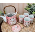 thumbnail image 7 of Japanese Design Maneki Neko Lucky Cat Pink 20oz Ceramic Tea Pot and Cups Set, 7 of 7