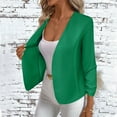 thumbnail image 6 of XPMWRP Women's Solid Color Casual Lightweight Jackets Ruched 3/4 Sleeve Open Front Work Office Blazer Suit Lapel Coat Green M, 6 of 9