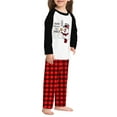 thumbnail image 3 of Family Matching Christmas Pajamas, Cartoon Snowman Letter Print Long-Sleeved Tops + Plaid Pattern Trousers Sleepwear, 3 of 7