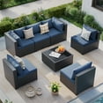 thumbnail image 6 of MRUAKA 7 Pieces Patio Conversation Set, Outdoor Sectional PE Rattan Wicker Furniture Seat,Blue, 6 of 8