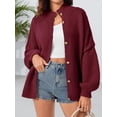 thumbnail image 5 of Women's Chunky Knit Oversized Cardigan - Button Front Coat with Lantern Sleeves for Fall/ Winter Cozy Outerwear, 5 of 5