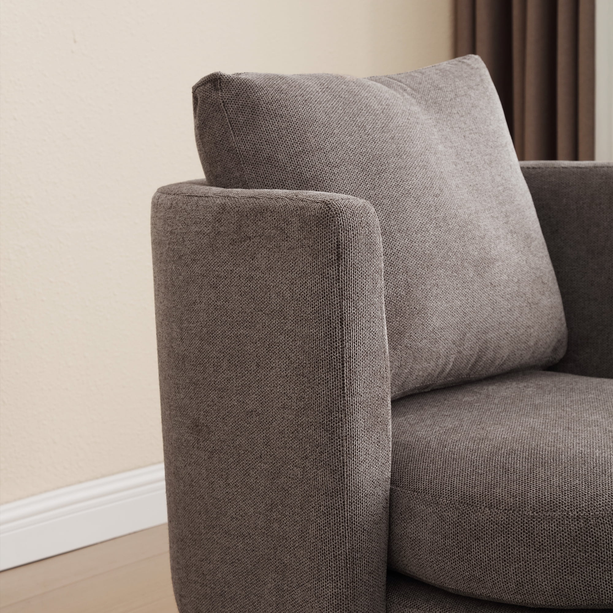 30.7"W Accent Chair with Ottoman,Upholstered Single Sofa with Throw Pillow & High Armrest,Comfort Reading Chair with Wooden Leg for Living Room Bedroom Dorm Room Office,Taupe