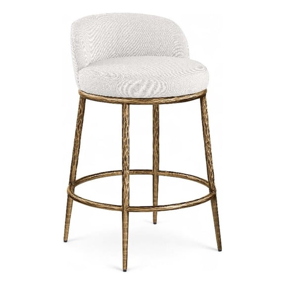Meridian Furniture Ferro Cream Linen Textured Performance Fabric Counter Stool