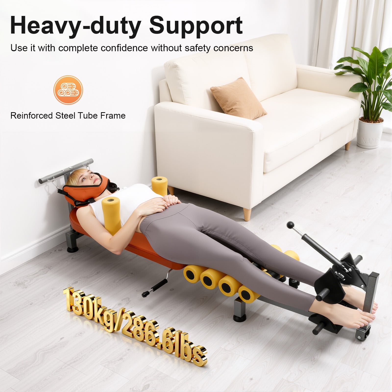 Inline Back Stretch Bench, Back Stretcher, Back and Neck Decompression, 286.6 Lbs Weight Capacity, for Lower Back Pain Relief
