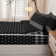 thumbnail image 5 of Manfei Geometric Check Zipper Full Size Comforter Sets with Fitted Sheet and 2 Pillowcases,Minimalism Polka Dot Zipper Bedding Set,Gray Black,Black Reversible,4pcs, 5 of 8