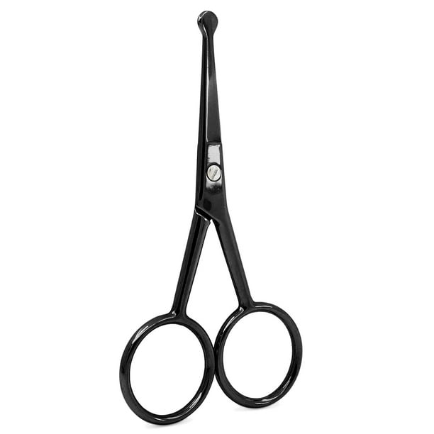 Guardurnaity Tijeras para bigote de 105 MM, diferentes colores a la moda, apariencia exquisita de alto rango, cortapelos de belleza fácil de plantillas de cejas Negro