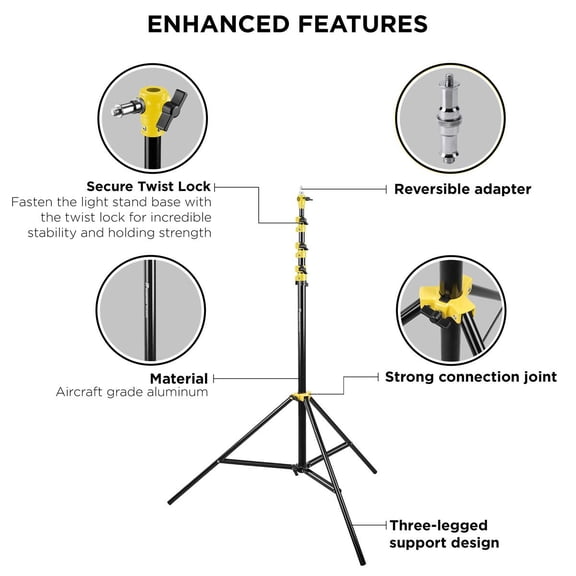 Pro Air-Cushioned Heavy-Duty Light Stand (Yellow, 13')