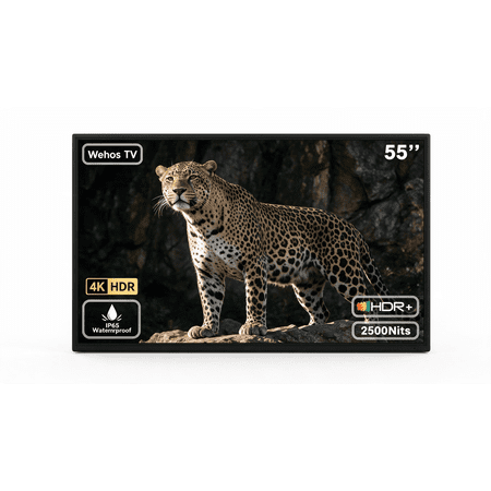 Apexscnview 55" Smart Outdoor TV, 4K Uhd 2500nits with Dobly Atmos, Google TV with Voice remote, IP65 Waterproof,Google cast,Patial Sun