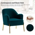 thumbnail image 4 of Velvet Upholstered Accent Chair Metal Legs Curved Backrest Lounge Home Armchair Bedroom Adult Teal, 4 of 7