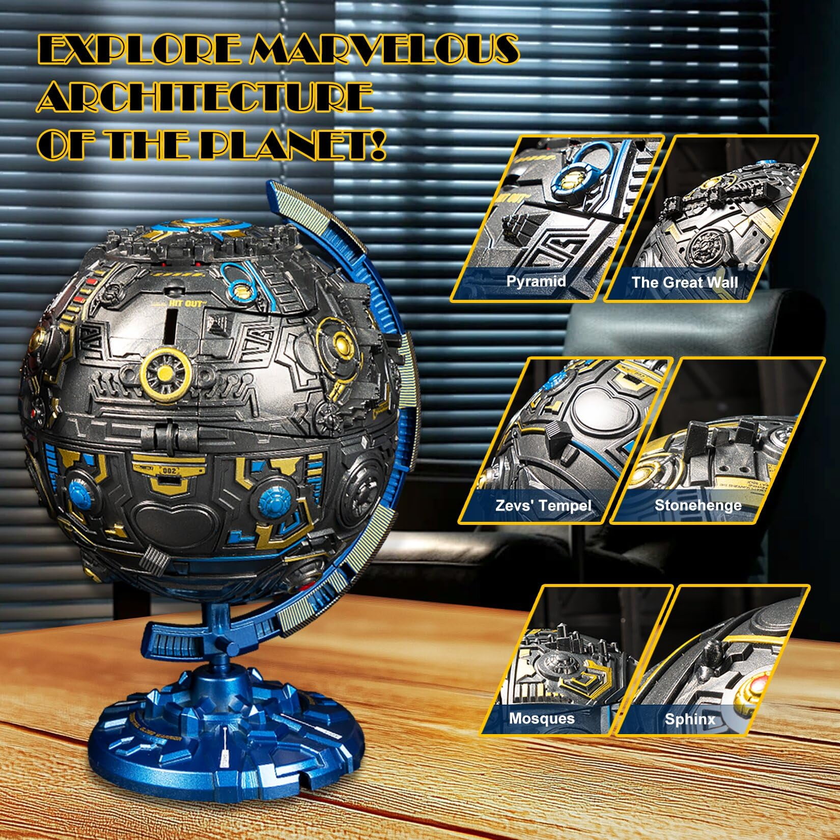 Yerloa Globe Transforming Toy, 2 in 1 Transform into Robot Action Figure, DIY Transformation Figure Toys for Kids & Adults Action Figures for Boys Party Favors Gift