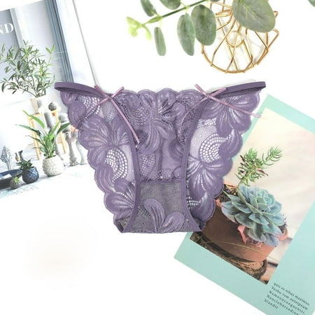 

Lingerie Sets for Women Womens Double Bow Lace Printing High Waist Bikini Brief Panties