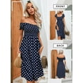 thumbnail image 7 of Xuanfei Women Dots Print Off Shoulder Short Sleeve Smocked Midi Dress, 7 of 7