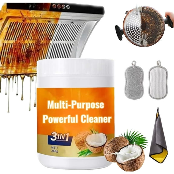 Multi-Purpose Powerful Cleaner for Kitchen, 4 Pcs Coconut Oil Kitchen Cleaning & Polishing Paste, Natural Stainless Steel Scratch Remover Removes Stains on Microwave,Oven & Stove Top (1)