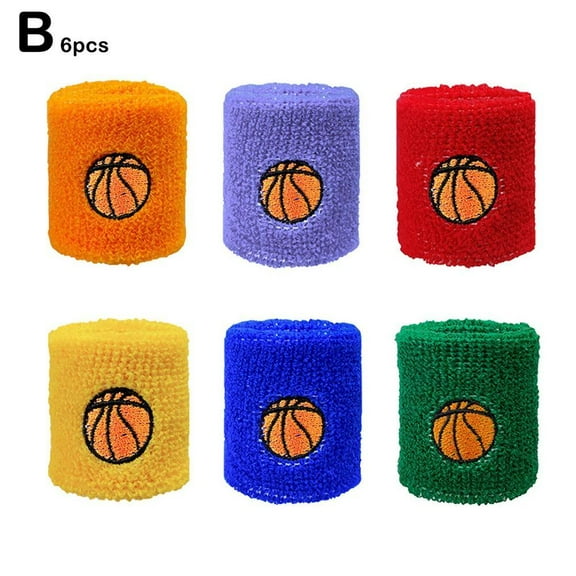 6pcs Unisex Cotton Wrist Wristband Sports Towel Sweatband Outdoor Sweat Band N1R9
