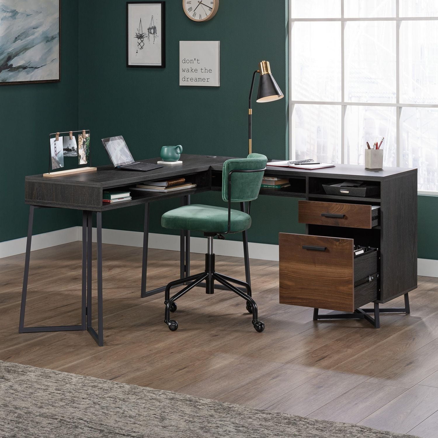 Sauder Canton Lane L-Desk, Brew Oak, 431209
