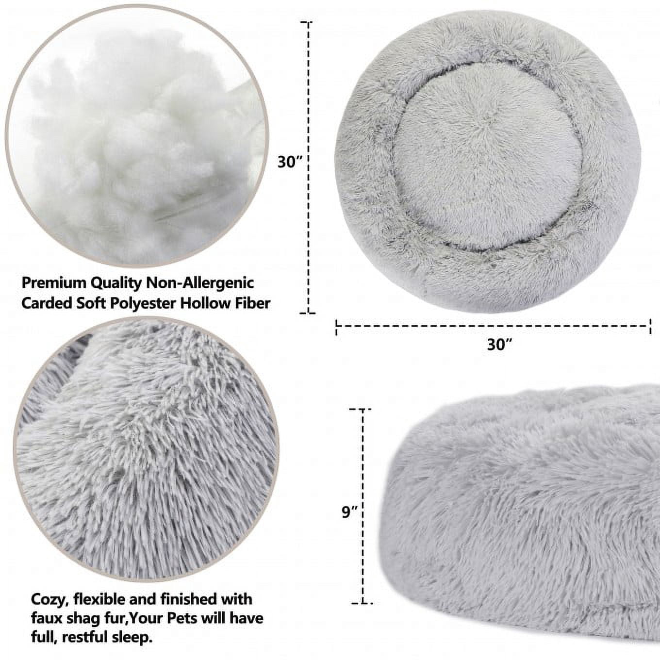 ZENY 30" Calming Ultra Soft Shag Faux Fur Dog Bed for Medium Small Dogs and Cats