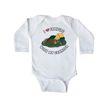 

Inktastic I Heart Camping With My Grandpa with Hedgehog and Porcupine Gift Baby Boy or Baby Girl Long Sleeve Bodysuit