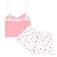 thumbnail image 4 of BRICH Women's Cute 2 Piece Pajama Sets Ruffle Cami Top and Shorts Sleepwear Set Pink S, 4 of 7