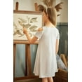 thumbnail image 5 of Oudiya Girl's Swing Dress Summer Solid Off Shoulder Short Sleeve with Pockets White for 13-14Y, 5 of 9