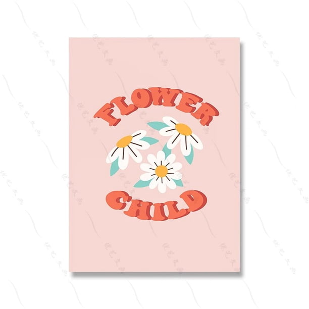 Groovy-conjunto de imágenes de galería de arte de pared Retro para habitación de niños, póster Hippie, Impresión de arcoíris, flor de dibujos animados, pintura en lienzo linda, decoración del hogar