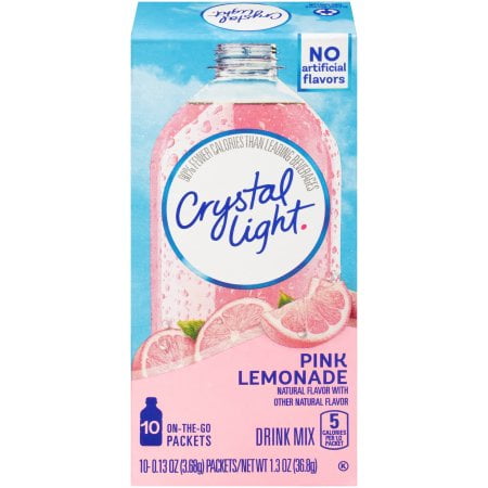- (6 Pack) Crystal Light On-the-Go Pink Lemonade Drink Mix, 10 Packets