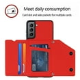 thumbnail image 3 of for Samsung Galaxy S21 FE Wallet Case with Card Holder Case with RFID Blocking Card Slots, Double Magnetic Clasp Durable Shockproof Kickstand Detachable Wrist Strap Cover,Red, 3 of 6