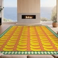 thumbnail image 2 of Design&I 9'x12' Washable Area Rug Giant Skid-Resistant Funky Grid Motif Vintage Border Bold Retro Stripe Fruit Banana Flowing Dynamic for Great Room, Large Living, 2 of 7