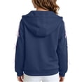 thumbnail image 6 of Girls Cute Hooded Jacket Full Zip Soft Fleece Bow Long Sleeve Sweatshirt Coat with Side Pockets Casual Daily Outwear Tops Navy Boy Oversized Hoodies 6-7Y, 6 of 7