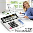 thumbnail image 1 of Deli 12-Digit Desktop Calculator, Battery & Solar Powered Standard Calculator with Extra Large LCD Display for Office Business School Home Daily Use Students, 1 of 9