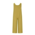 thumbnail image 5 of UAMVSH Cotton Linen Rompers for Women Soft Wide Leg Sleeveless Beach Jumpsuit with Pockets Vintage Lightweight Button Long Onesie Clothes, 5 of 7