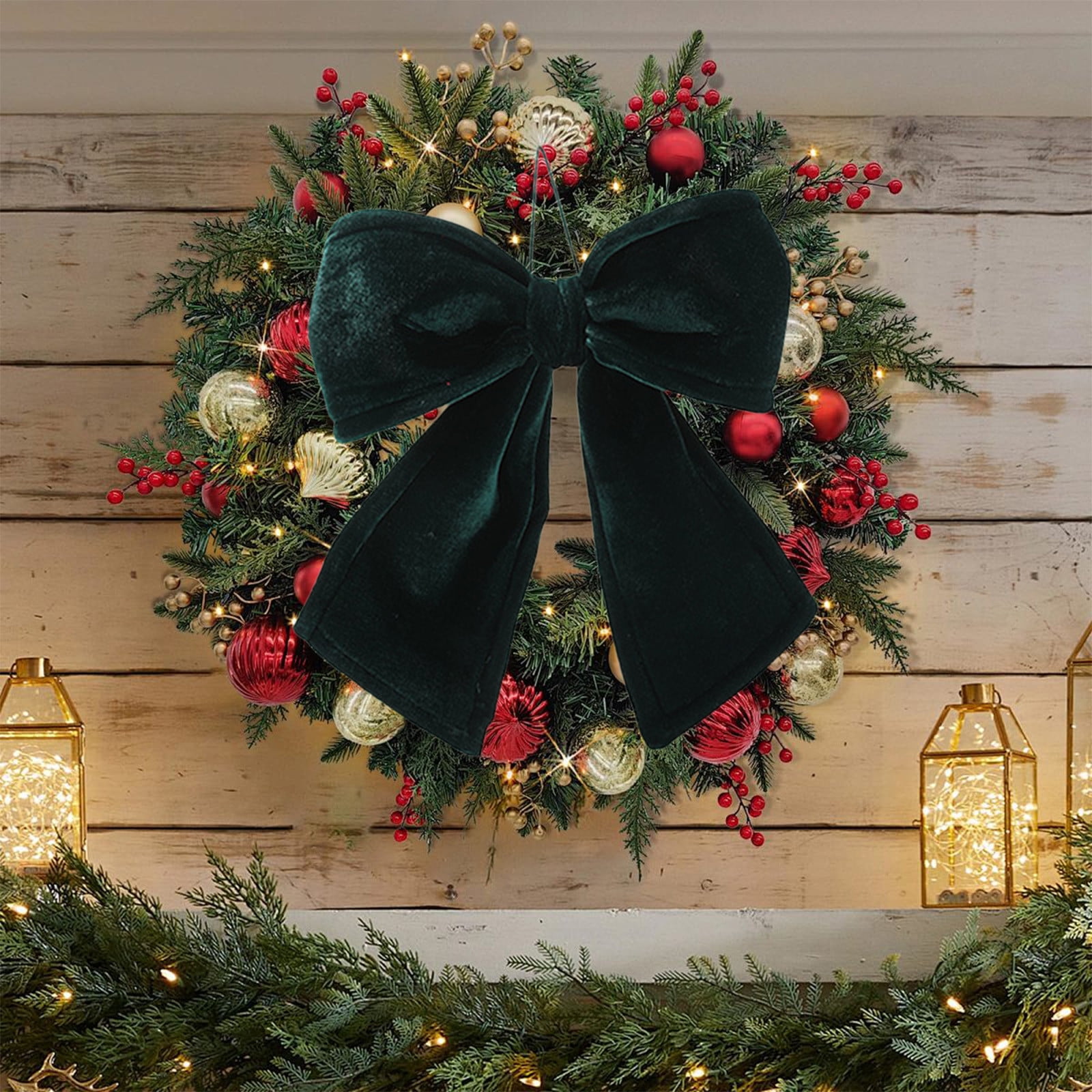 Velvet Bows For Christmas Tree,Green Velvet Wreath Bows,Small Christmas Bows Xmas Decorative Ties,3PC Bow Ornaments Wreaths Twist-Tie Bows for Gift-Wrapping,Festive Winter Decor,Home Party(Green)