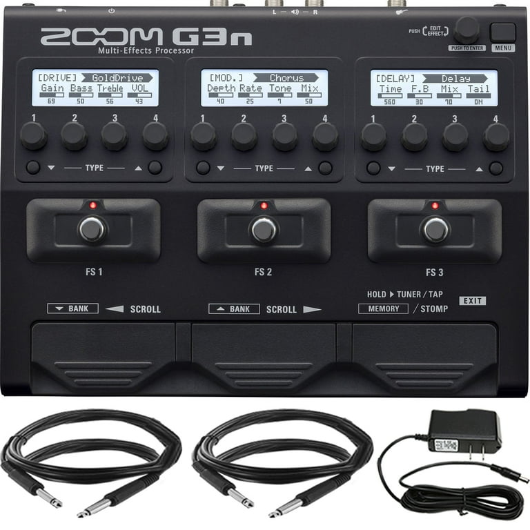 Zoom G3n Multi-Effects Pedal Processor For Electric Guitar + Pig Hog Cable  & Connector