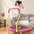 thumbnail image 4 of 36 Inch Mini Trampoline for Kids, Indoor Outdoor Trampoline with Foam Handle, Max. Load 220 lb, Rebounder Trampoline for Toddlers, Birthday Gift for 1-6 Years Children, Boys Girls for Fun Pink, 4 of 6