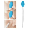 thumbnail image 4 of Beauos Beauty Tools Reusable Pore Scrubber Double Soft Silicone Pore Brush Nose Exfoliator Scrubbing Cleaning Beauty Tool Smooth Skin Long Handle Nasal Blackhead Remover, Silicone Blackhead Brush Blue, 4 of 5