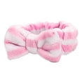 thumbnail image 5 of Siminsem Hydrotherapy Headband 1 Piece Bow Hairband Women's Facial Makeup Headband Under $8 Soft Coral Velvet Shower Headband for Face Wash Skincare Spa Bathroom Adjustable Elastic, 5 of 5