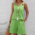 thumbnail image 2 of Nmnitkp Womens Two Piece Short Sets Summer Casual Matching Lounge Set Round Neck Sleeveless Tank Tops Drawstring Elastic Waist Shorts with Pockets, 2 of 5