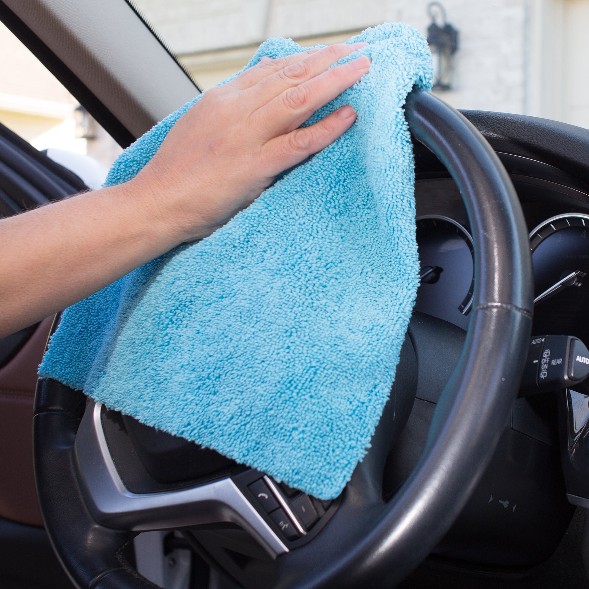 Auto Drive Microfiber Multi-Purpose Cleaning Towels 4 Pack, Blue