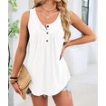 thumbnail image 6 of Women'S Flowy Tank Tops Summer Sleeveless Loose Fit Pleated Tunic Shirts White S, 6 of 9