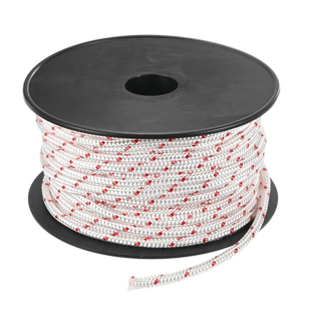 Cuerda de arranque de retroceso Uxcell 6mm 30m Cuerda de nylon para motosierra Blanco Rojo