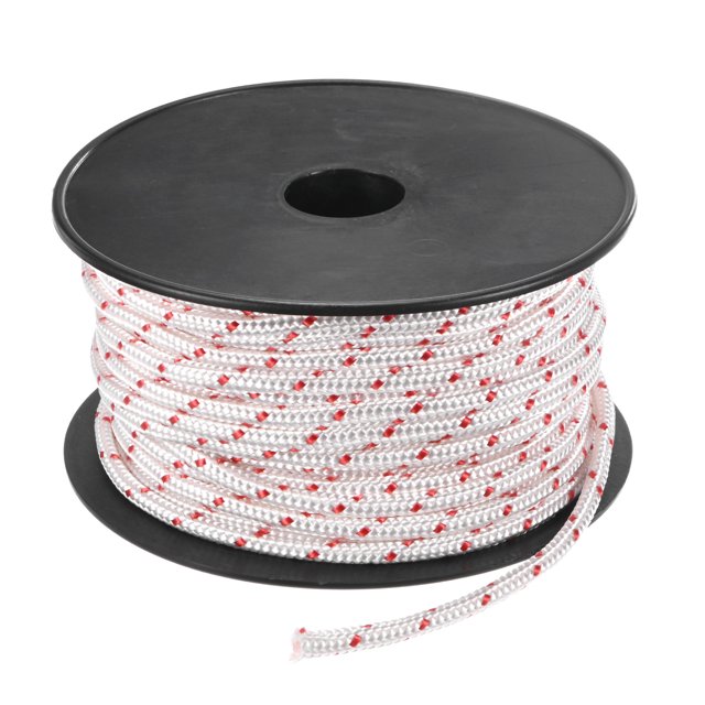 Uxcell Recoil Starter Rope Pull Cord 6mm 30m Nylon Pull Cord for Chainsaw White Red