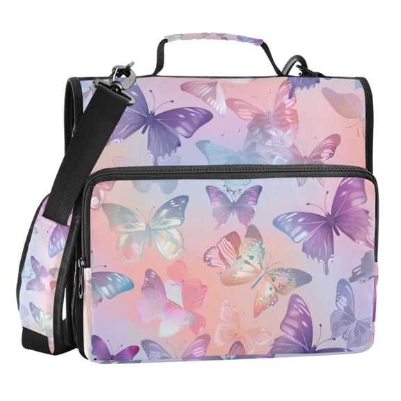 ALAZA Zipper Binder Beautiful Butterflies 3 Ring Trapper Keeper File Folder Organizer Bag