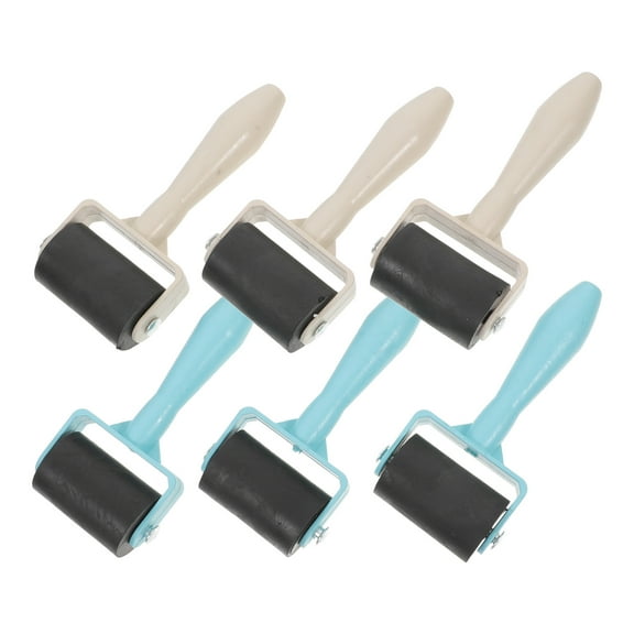 STOBOK 6Pcs Printmaking Glue Rollers Durable Rubber Plastic Brayers for Embossing and Stamping