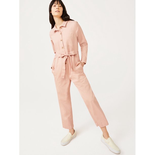 Free Assembly Women's Classic Coveralls with Long Sleeves