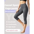 thumbnail image 3 of High Waisted Capri Leggings with Pockets - Tummy Control, Buttery Soft, Yoga & Workout Cropped Pants for Women, 3 of 9