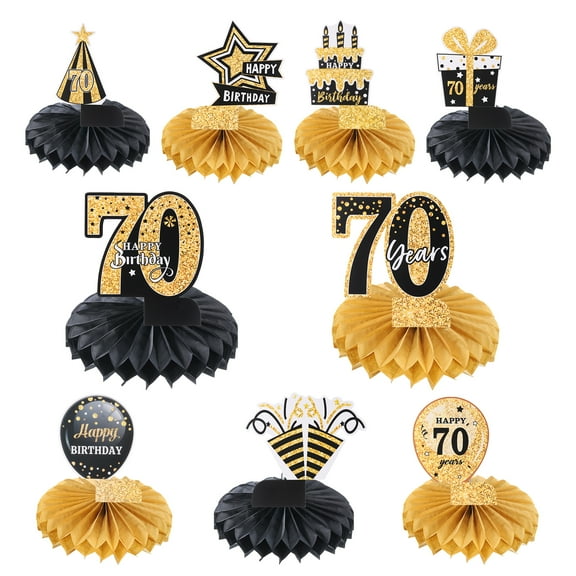 70th Birthday Decoration Centerpieces for Tables Decorations Birthday Party Decoration Supplies (Black   Gold Tone)
