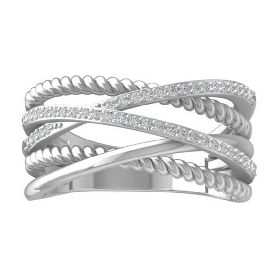 Araiya Fine Jewelry 925 Sterling Silver Round-shape Lab Grown Diamond Fashion Band Ring ( 1/4 cttw, D-F Color, VS Clarity) Size 7